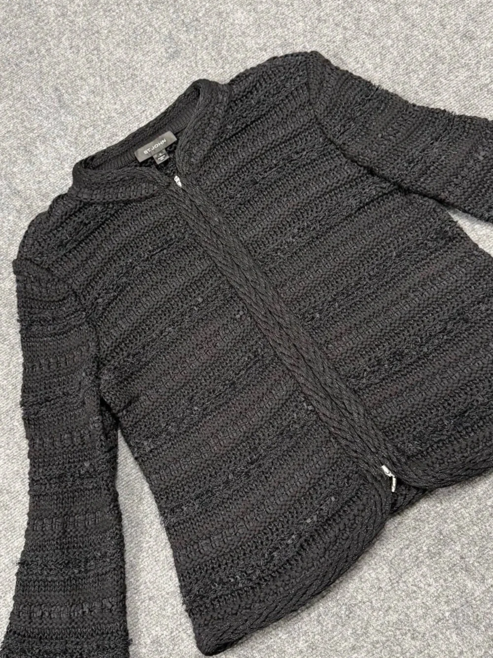 St. John Black  knit sweater jacket Size 12